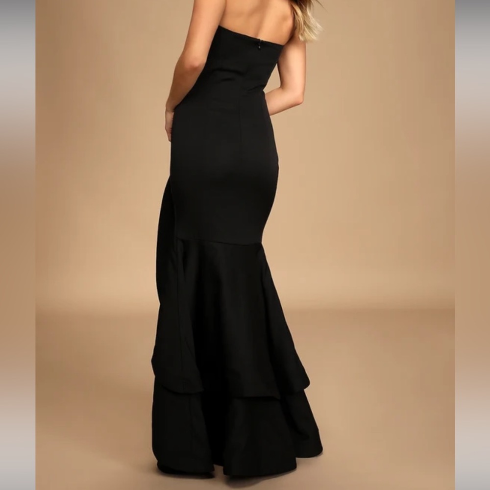 NWT Lulus Fabulous Festivities Black Strapless Ruffled Trumpet Dress - Picture 4 of 7